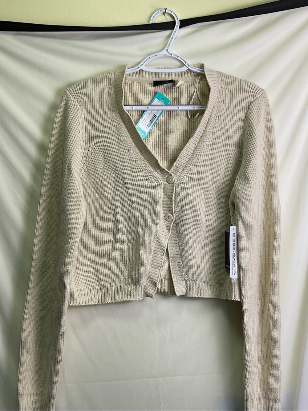 RD Style Kai Vneck Cropped Two Button Cardigan - Tan